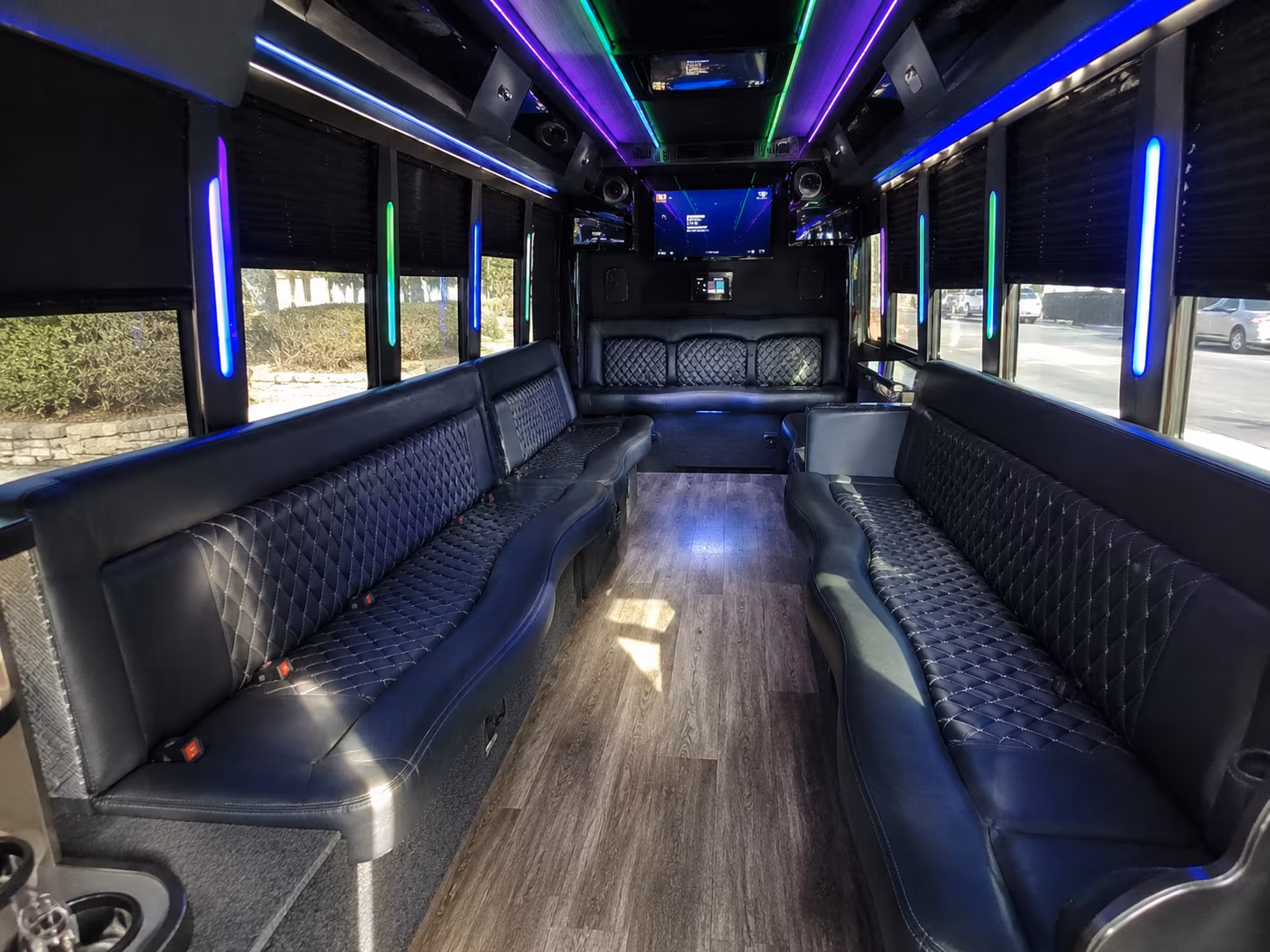 conway 15 passenger party bus interior