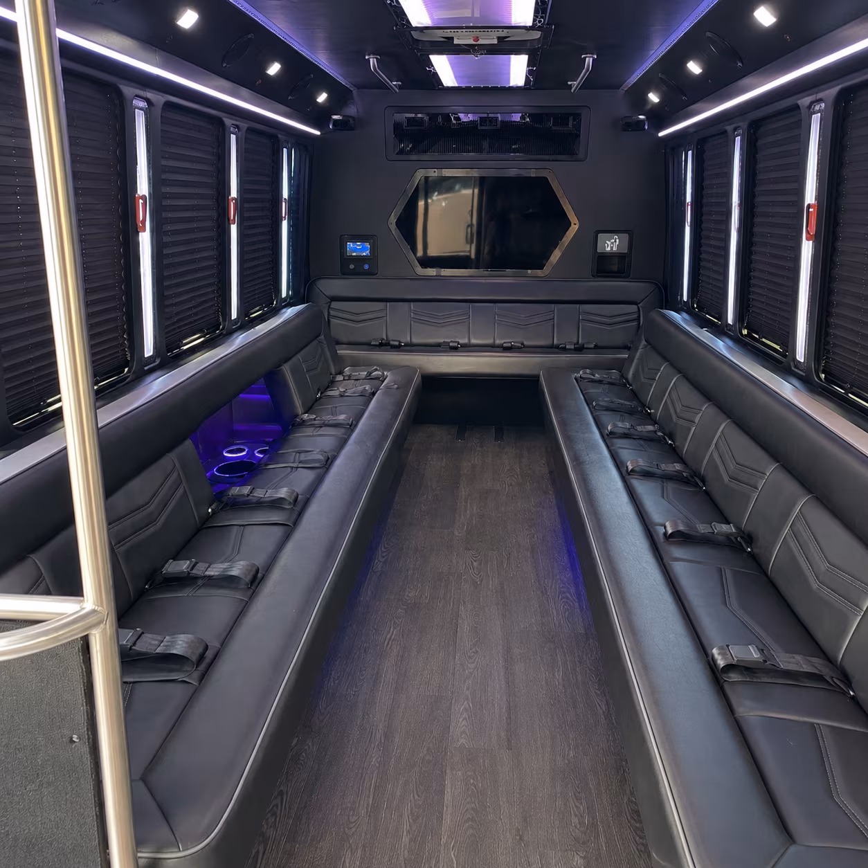 conway 18 passenger party bus interior