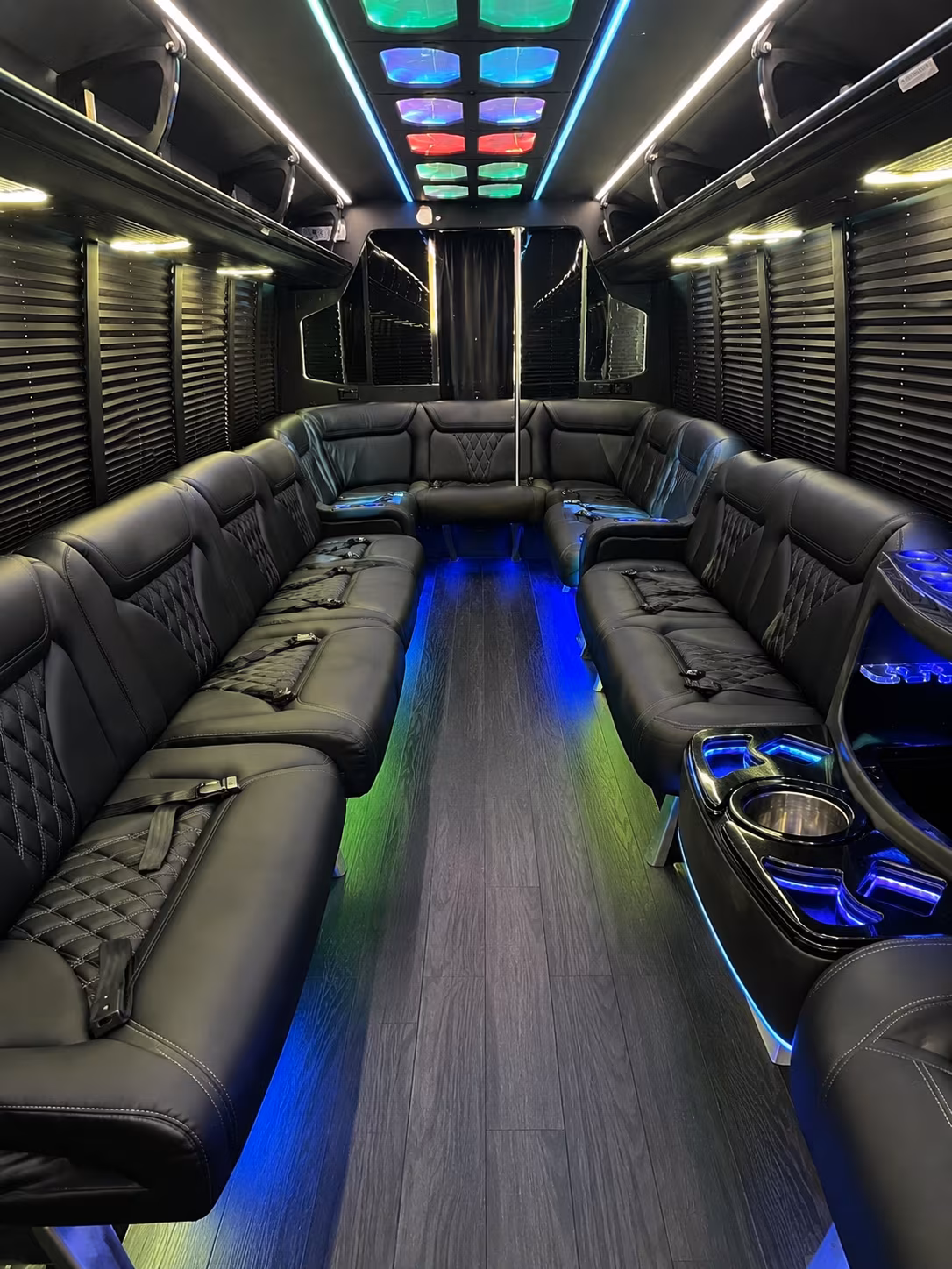 conway 20 passenger party bus interior