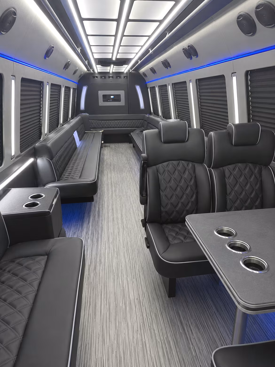 conway 25 passenger party bus inside