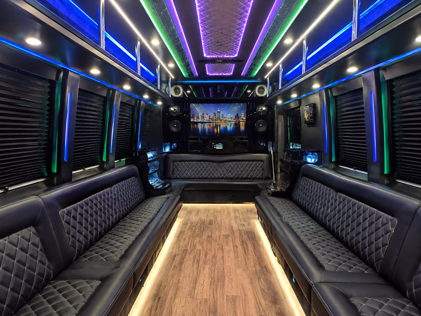 conway 25 passenger party bus interior