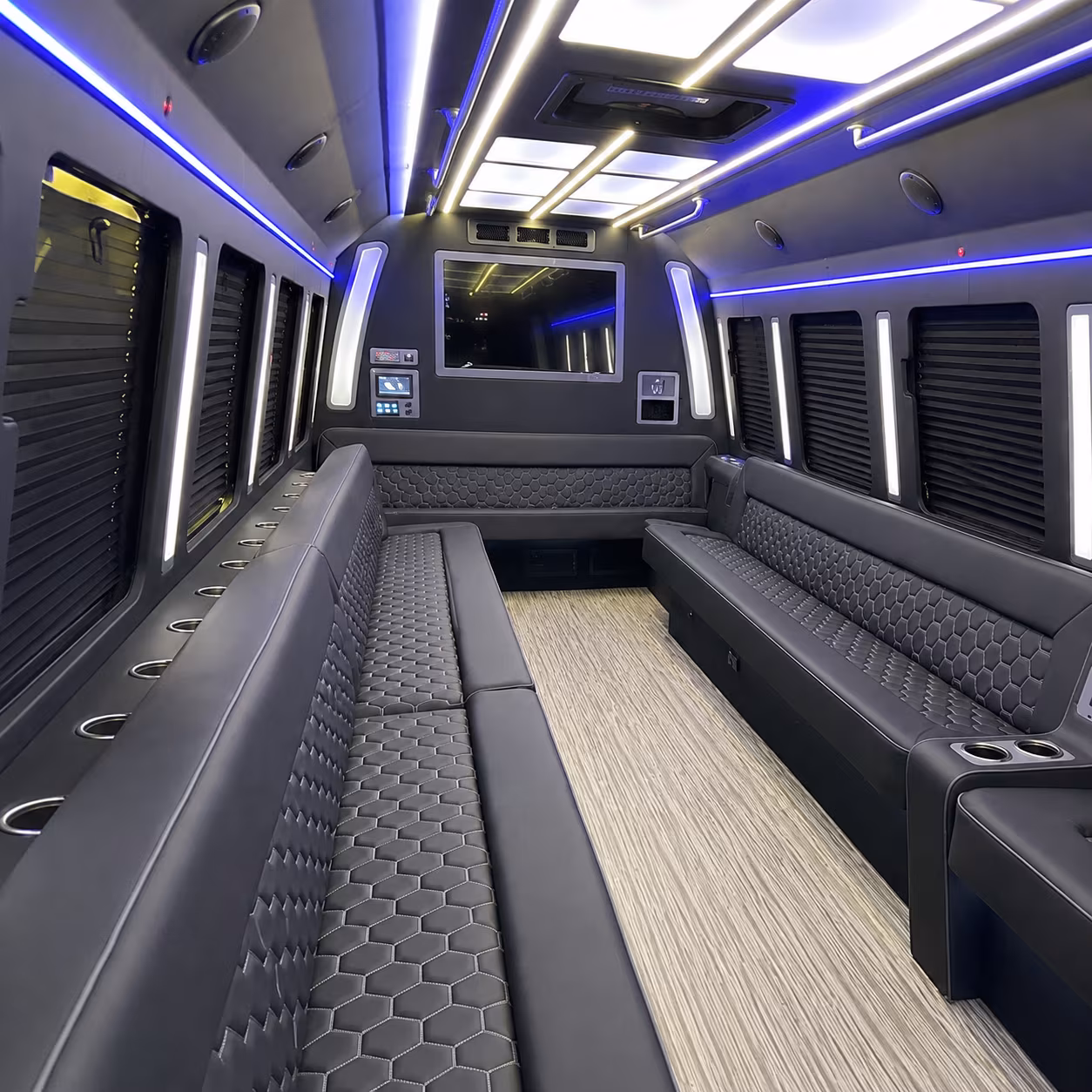 conway 40 passenger party bus inside