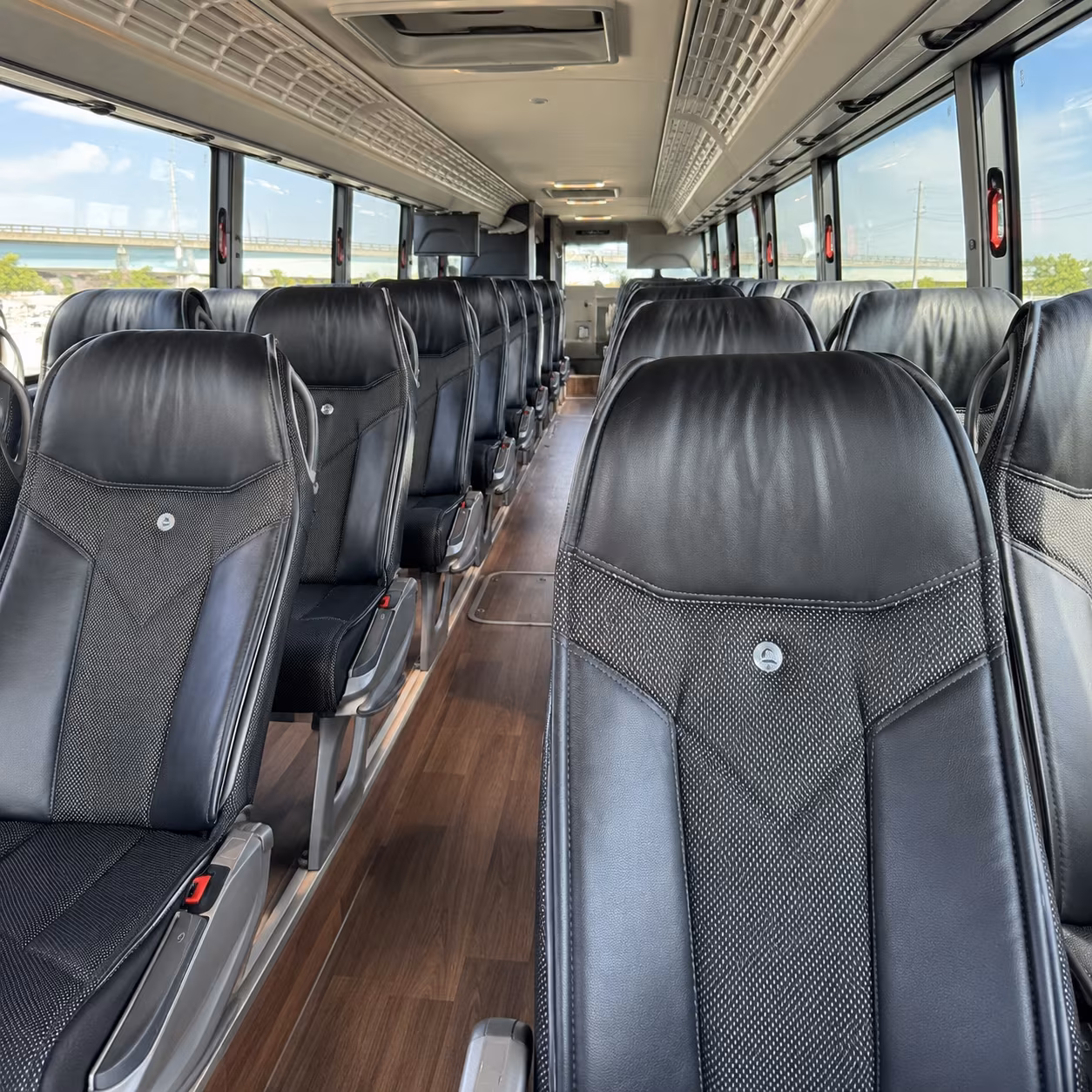 conway 56 passenger charter bus inside